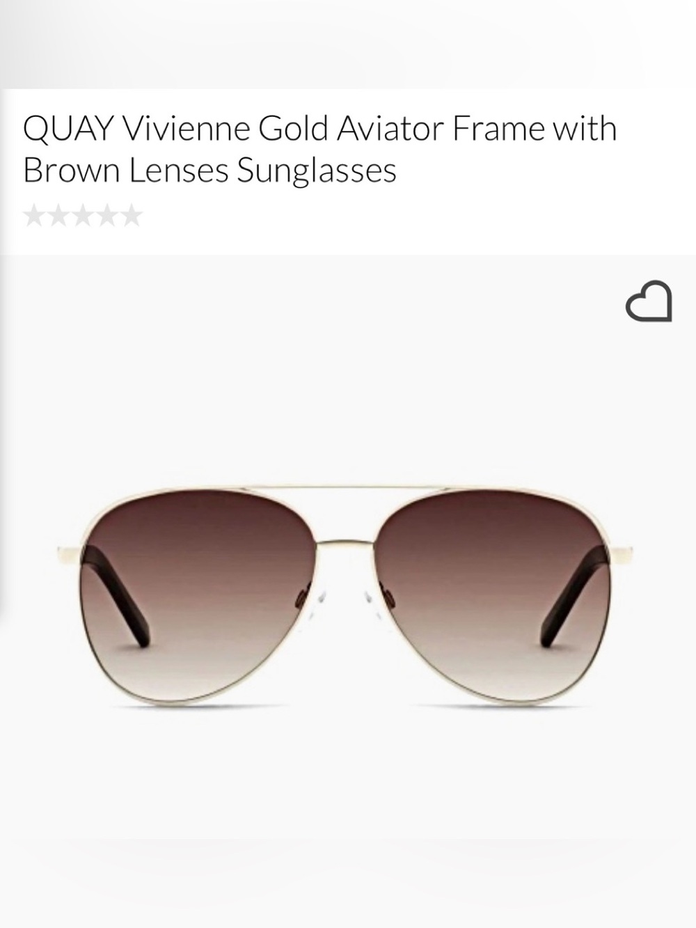 Quay Australia Women’s Aviator Sunglasses - Gold Frame, NWOT